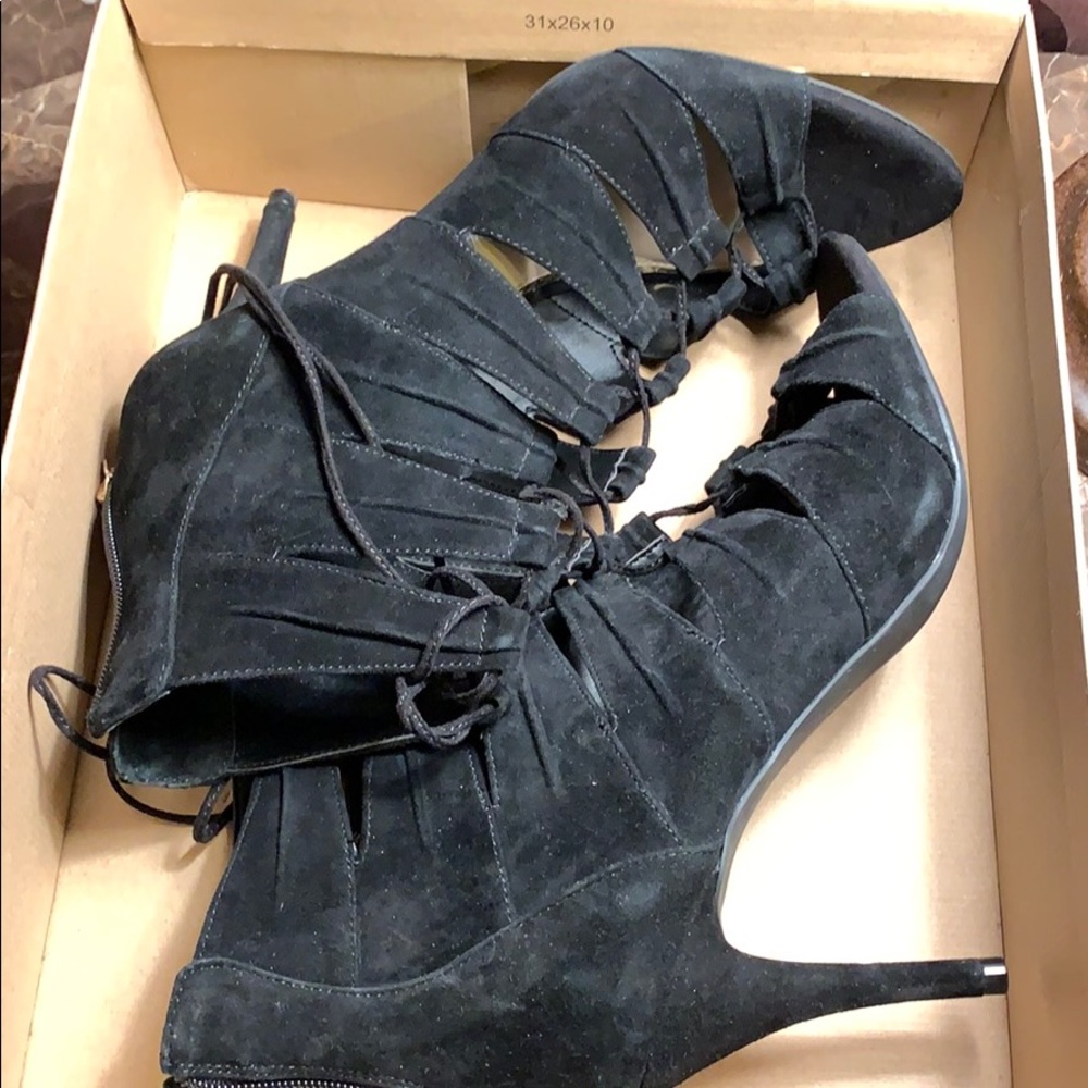 Jessica Simpson lace up high heels back zipper